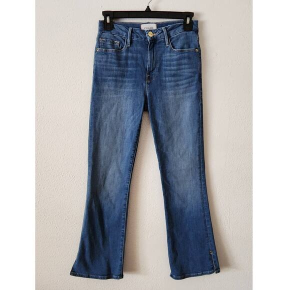 Frame Le Crop Mini Boot Slit Rivet Clean Jean in Morongo - Picture 2 of 10